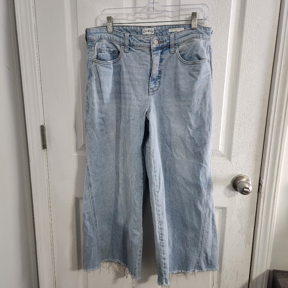 Wonderly high rise wide leg cropped denim jeans grunge distressed y2k 90s sz 12 - Picture 2 of 9